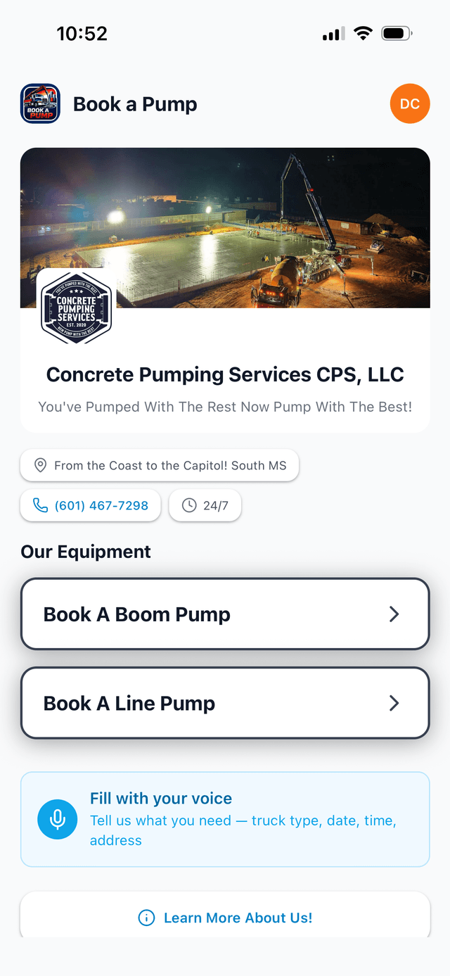 BookAPump company page